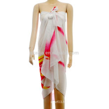 Fashion ladies printed stripe polyester chiffon sarong pareo